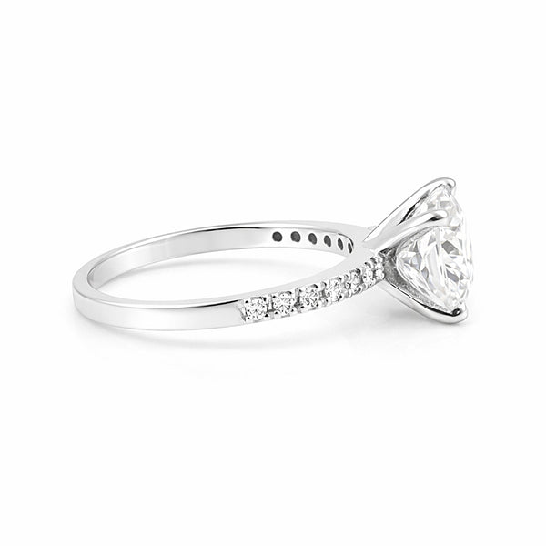 2.60 ct DEW Certified Cushion Cut White Moissanite Ring For Wedding 18K Gold Plated Ver 18K Gold Plated