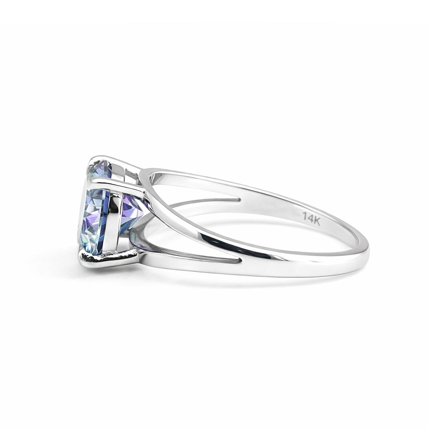 Certified 5.15 ct DEW Round Blue Moissanite Ring in for Wedding 18K Gold Plated