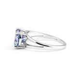 Certified 5.15 ct DEW Round Blue Moissanite Ring in for Wedding 18K Gold Plated