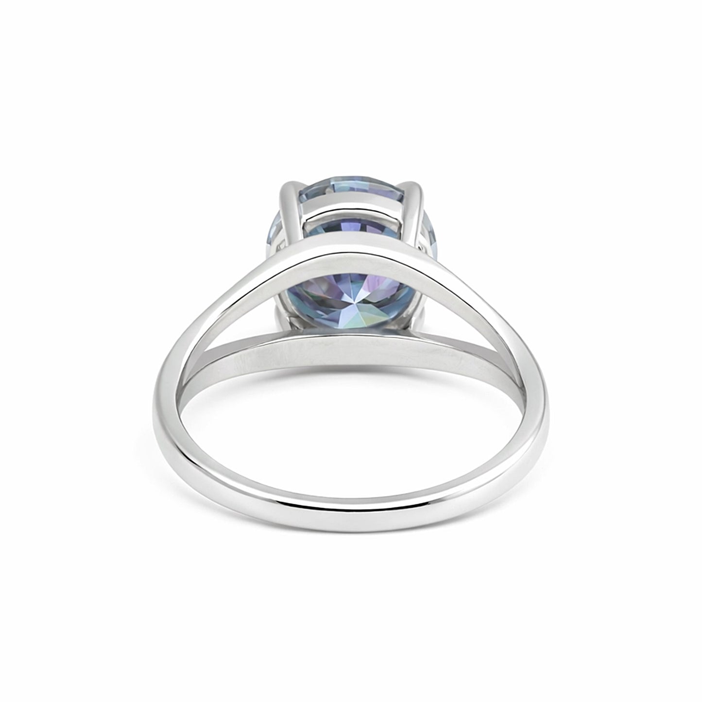 Certified 5.15 ct DEW Round Blue Moissanite Ring in for Wedding 18K Gold Plated