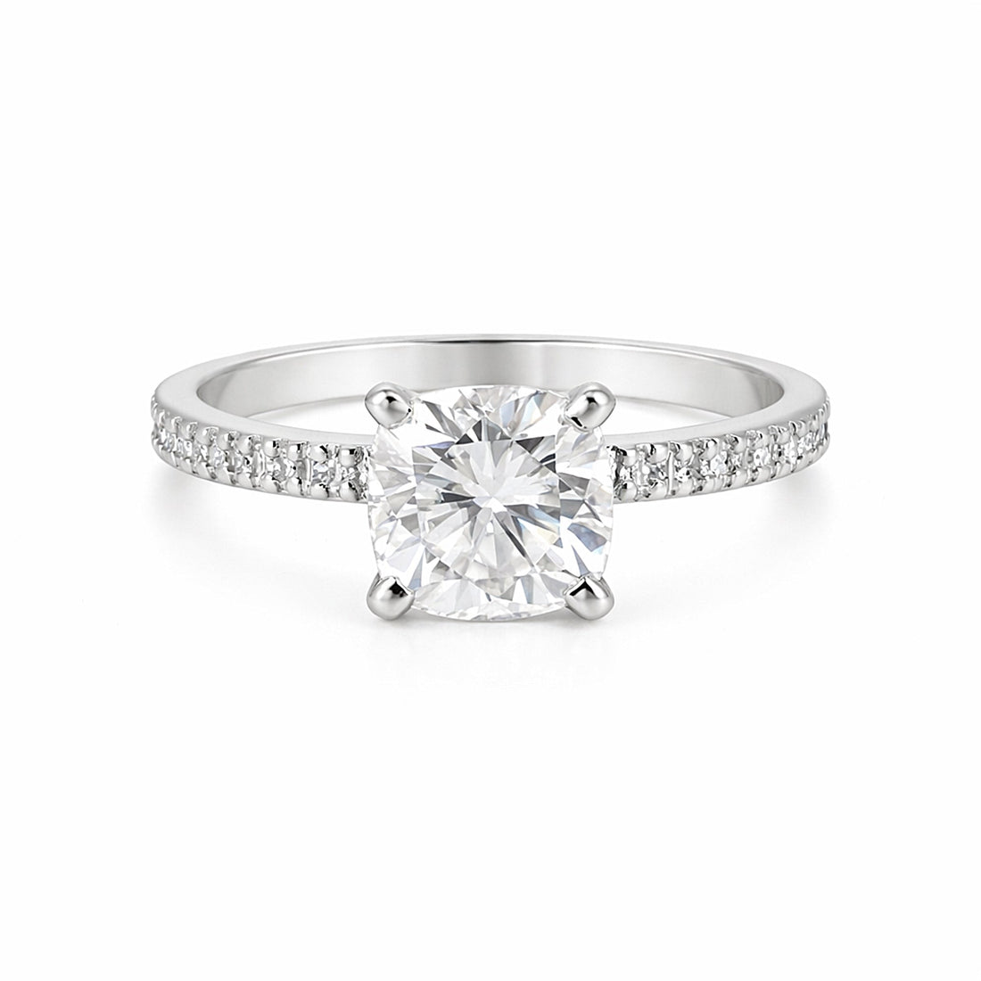3.30 carat cushion cut lab-grown diamond ring in 18k gold vermeil