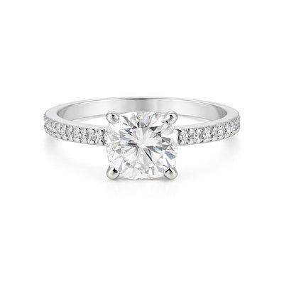 3.30 Ct Cushion Cut Lab Grown Diamond Ring — VS1 Clarity, 18k Gold Vermeil