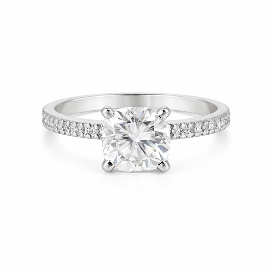 3.30 carat cushion cut lab-grown diamond ring in 18k gold vermeil