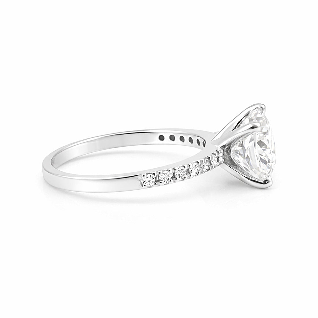 2.50 ct DEW Certified Cushion Cut White Moissanite Solitaire Ring 18K Gold Plated Vermeil