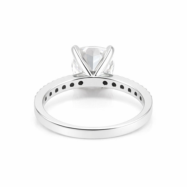 2.50 ct DEW Certified Cushion Cut White Moissanite Solitaire Ring 18K Gold Plated Verme 18K Gold Plated