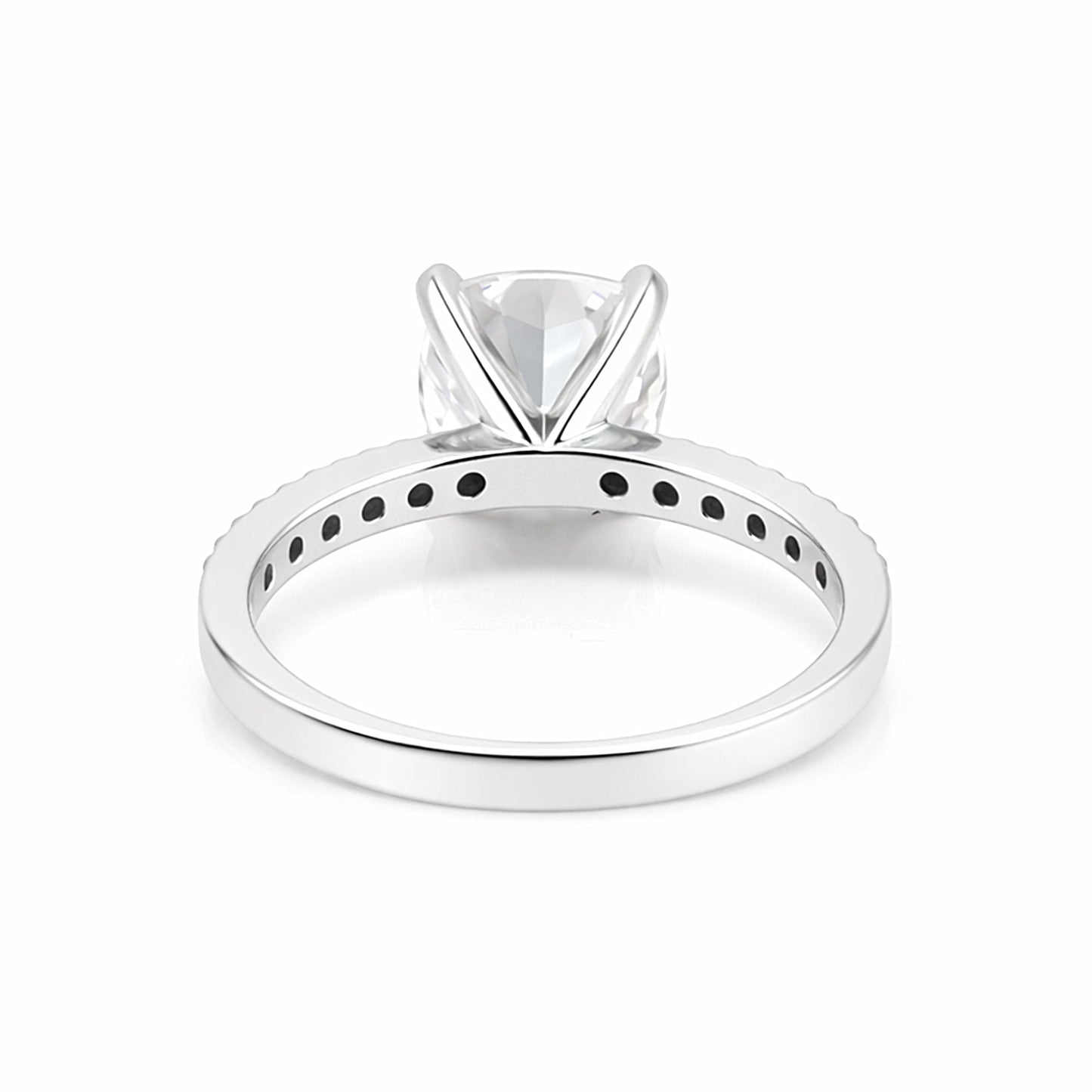 Close-up of cushion lab-grown diamond, VS1 clarity, full crown and table