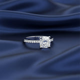 2.50 ct DEW Certified Cushion Cut White Moissanite Solitaire Ring 18K Gold Plated Vermeil