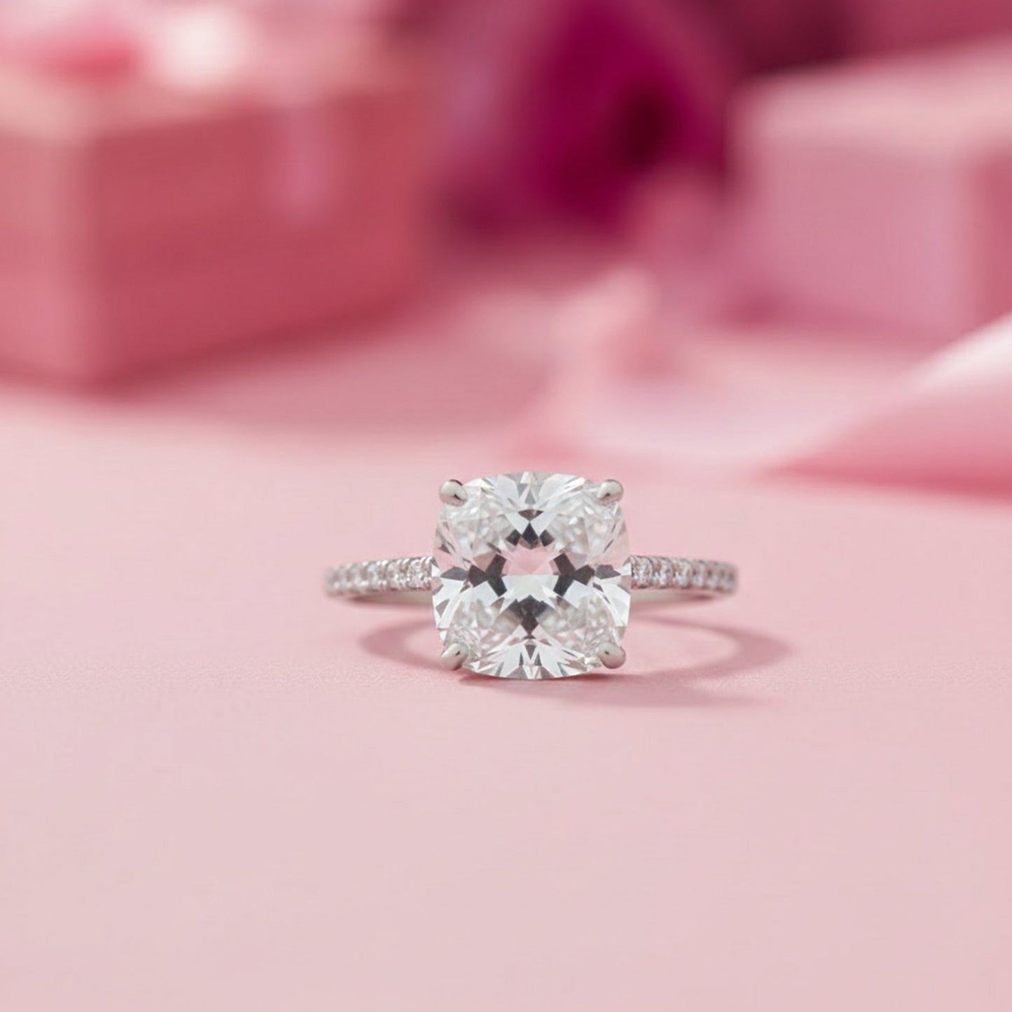 2.50 ct DEW Certified Cushion Cut White Moissanite Solitaire Ring 18K Gold Plated Verme 18K Gold Plated