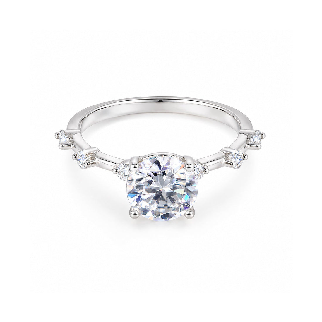 Certified 2ct Round Cut White Moissanite In Gold Vermeil Jewellery Ring