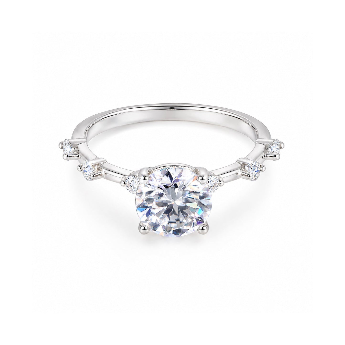 Certified 2ct VVS1 Round GH Moissanite Ring in Jewellery 18K Gold Plated