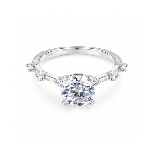 Certified 2ct VVS1 Round GH Moissanite Ring in Jewellery 18K Gold Plated