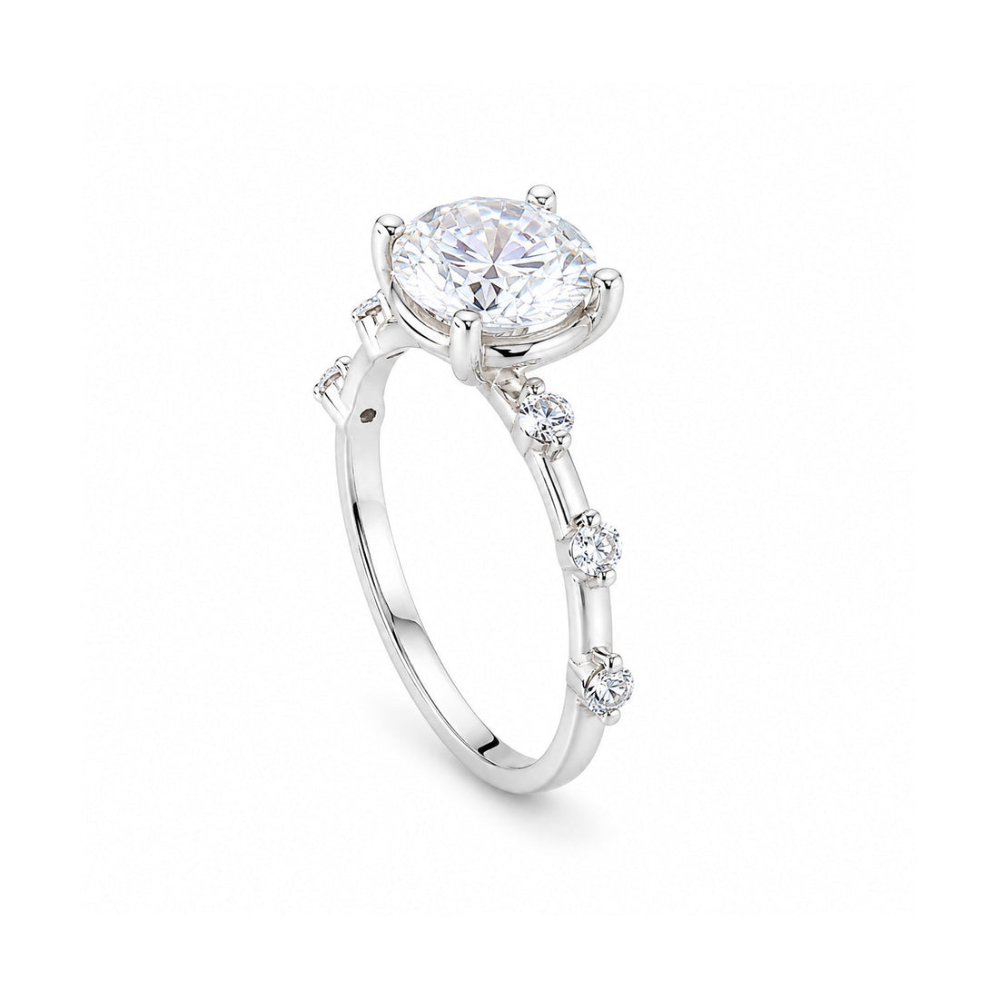 Certified 2ct Round Cut White Moissanite In Gold Vermeil Jewellery Ring