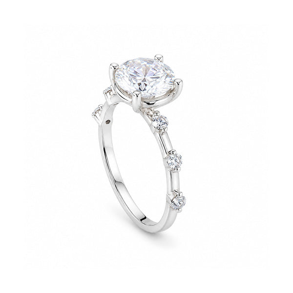 Certified 2ct Round Cut White Moissanite In Gold Vermeil Jewellery Ring