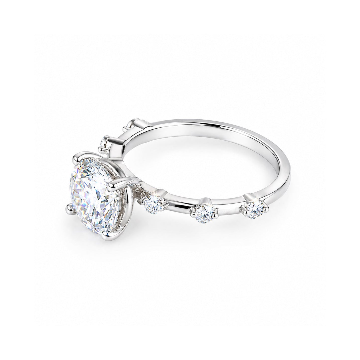 Certified 2ct Round Cut White Moissanite In Gold Vermeil Jewellery Ring