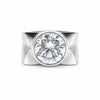 Side profile of 4.5 carat diamond solitaire with gold vermeil cathedral mount