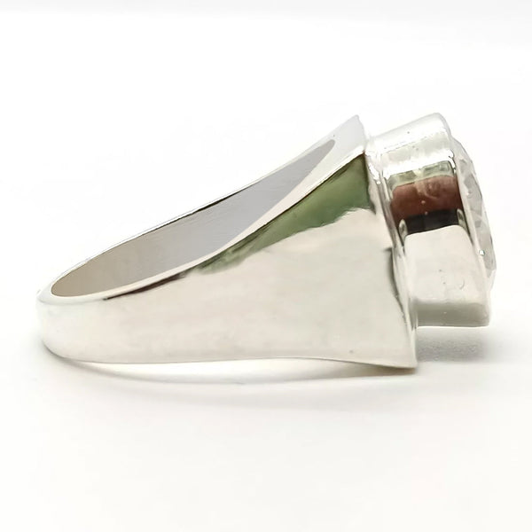 5.50 ct DEW Certified Round Cut White Moissanite Solitaire Men's Ring-Gold Vermeil