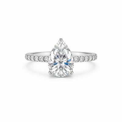 3 Ct Pear Cut Lab Grown Diamond Ring — VS1 Clarity, 18k Gold Vermeil