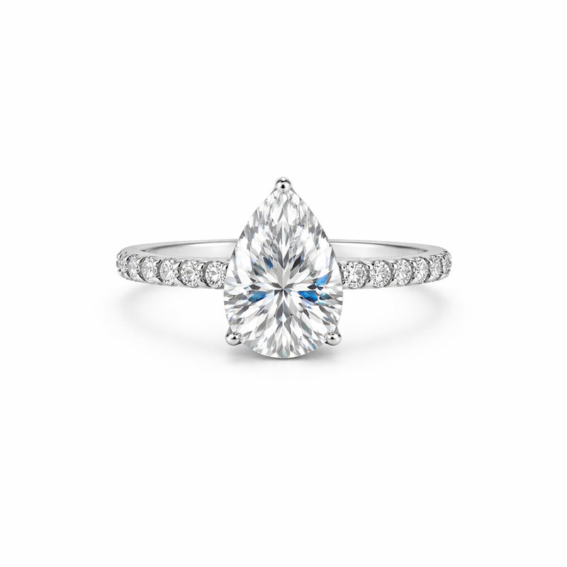 3 carat pear cut lab-grown diamond ring in 18k gold vermeil setting