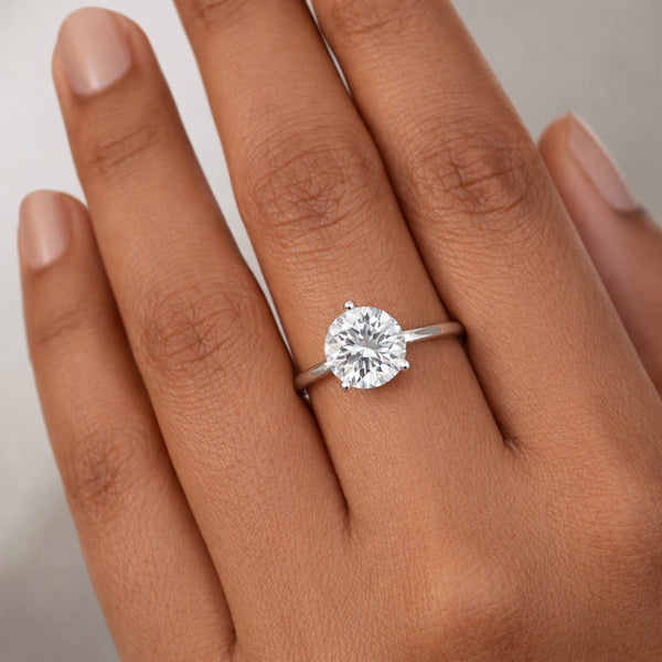 Certified 7.30ct VS1 Round White Moissanite Women Ring 18K Gold Plated