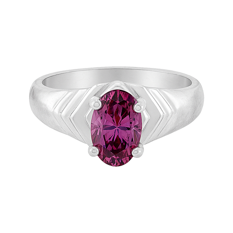 Certified 1.55ct VVS1 Oval Pink Moissanite Solitaire Ring in 18K Gold Plated
