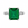 Certified 3.80 ct DEW Emerald & Moissanite Engagement Ring 14K Solid White Gold