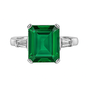 Certified 3.80 ct DEW Emerald & Moissanite Engagement Ring 14K Solid White Gold