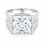 Certified 5.40ct VS1 Princess White Moissanite Ring in 18K Gold Plated
