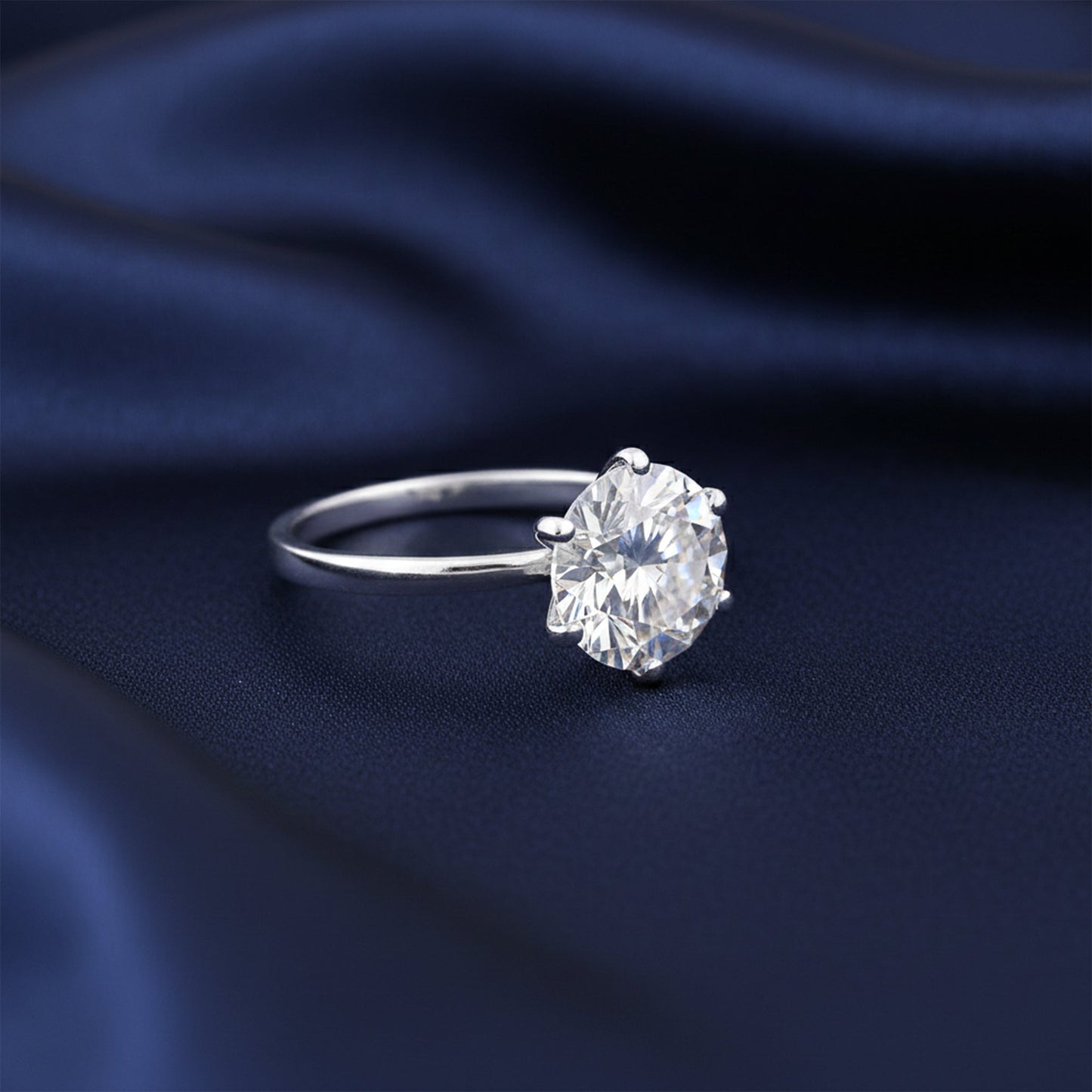 5.0ct DEW White Moissanite Round Solitaire Ring