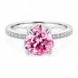 Certified 4ct VVS1 Trillion Cut Pink Moissanite Ring For Gift in 18K Gold Plated