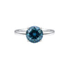 Certified 3.60 ct DEW Round Cut Blue Moissanite Solitaire Ring In Gold Vermeil