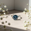 Certified 3.60 ct DEW Round Cut Blue Moissanite Solitaire Ring In Gold Vermeil