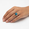 Certified 3.60 ct DEW Round Cut Blue Moissanite Solitaire Ring In Gold Vermeil