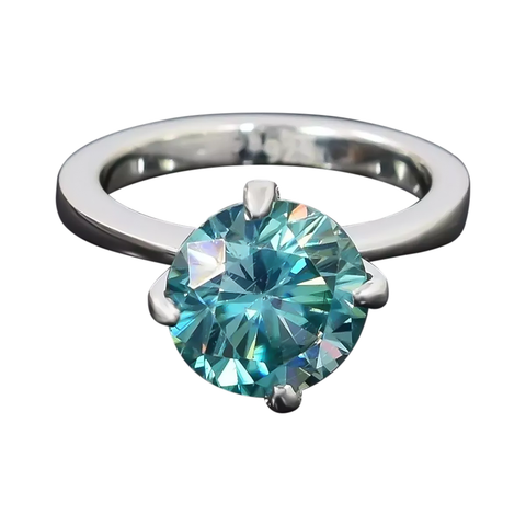 2.50 ct DEW Certified Gold Vermeil Certified Blue Moissanite Solitaire Ring
