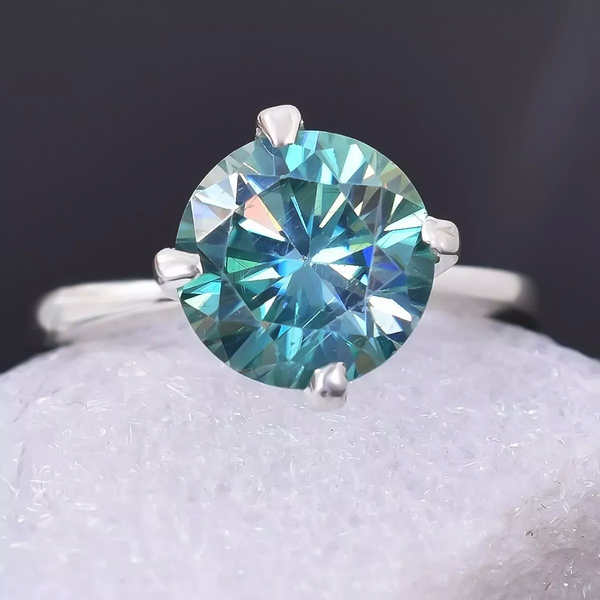 2.50 ct DEW Certified Gold Vermeil Certified Blue Moissanite Solitaire Ring