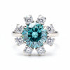 Certified 2.20ct VS1/Round Cut/Blue Moissanite Ring in 18K Gold Plated