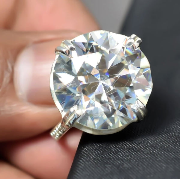 Certified 10ct VS1 Round White Moissanite Ring Jewellery 18K Gold Plated
