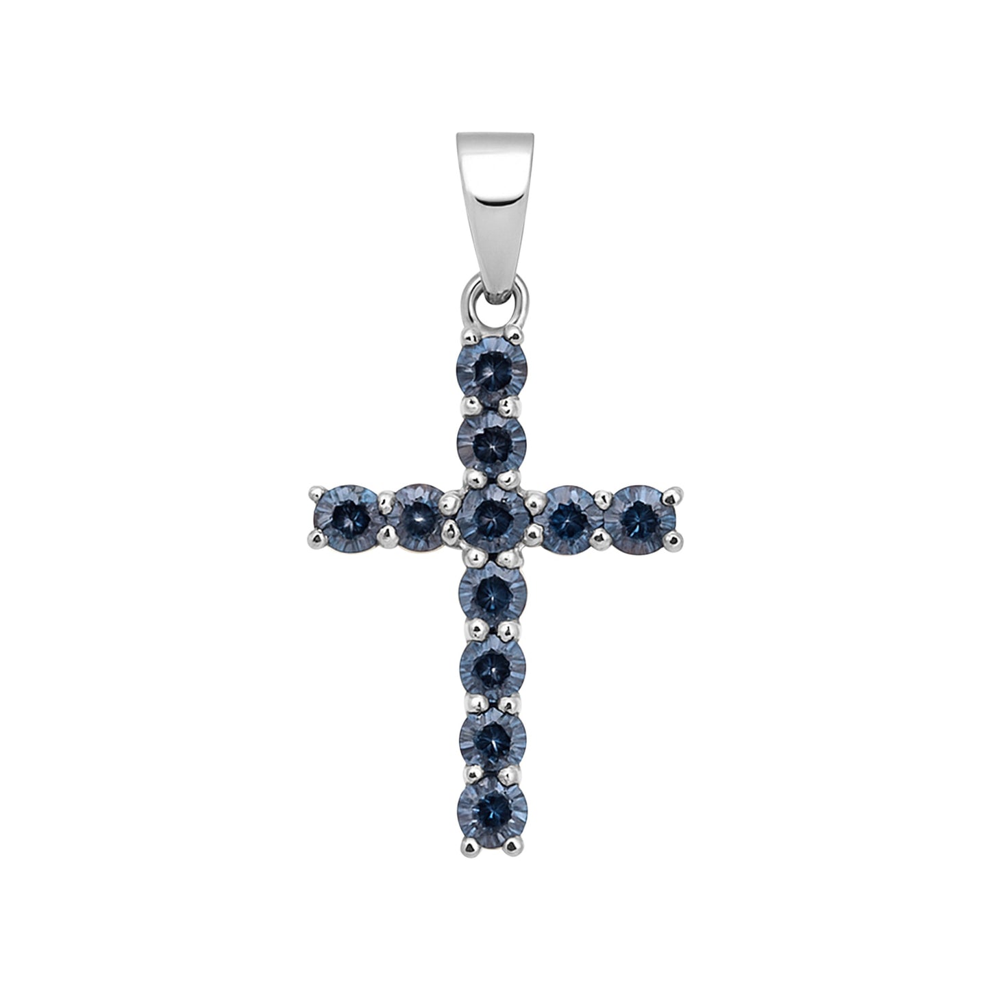 5.5 ct DEW Certified Round Cut Blue Moissanite Plus-Shape In Vermeil 925 Silver Pendant