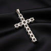 Certified 5 ct DEW Round Cut White Moissanite Plus-Shape Pendant In Vermeil 925 Silver