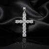 Certified 5 ct DEW Round Cut White Moissanite Plus-Shape Pendant In Vermeil 925 Silver