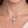 5.00 ct DEW Certified Round Cut White Moissanite Cross Pendant In 18K Gold Plated Verme 18K Gold Plated
