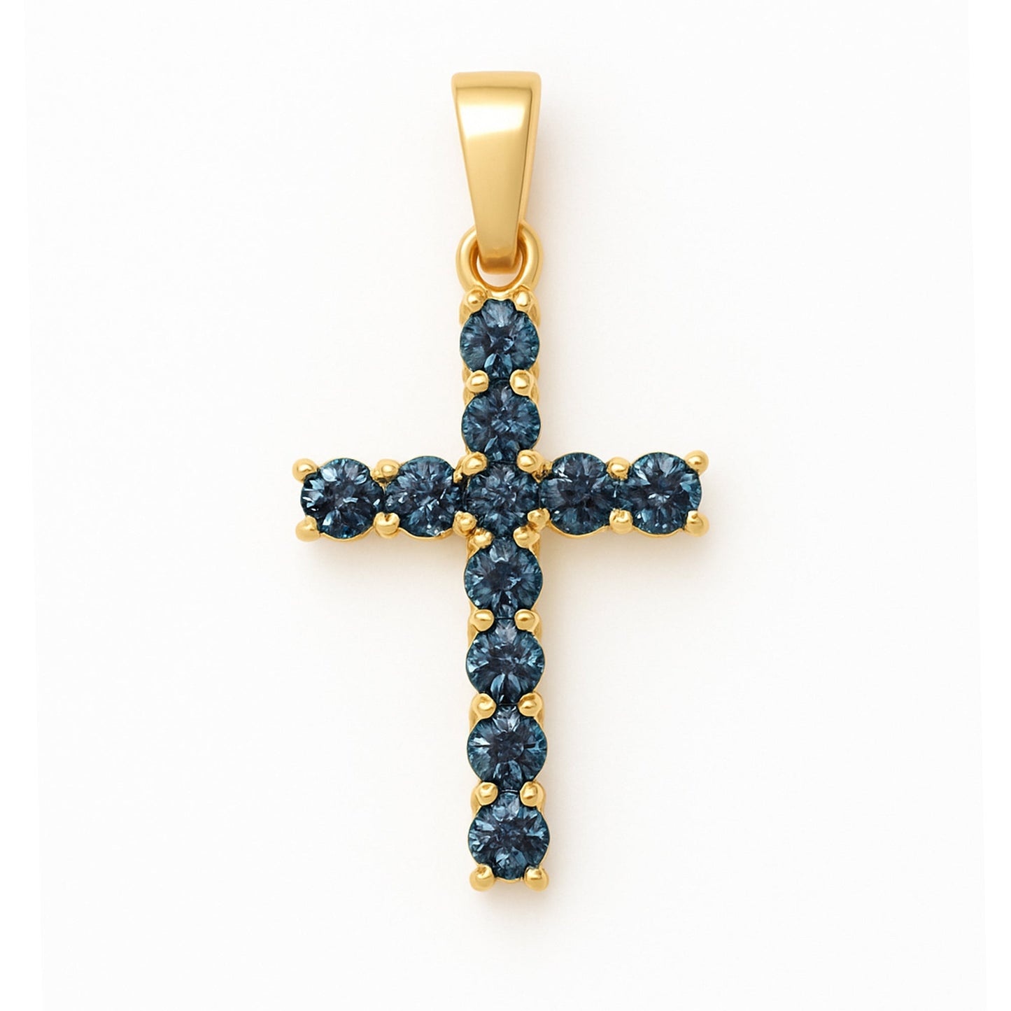 5.50 ct DEW Certified Round Cut Ice Blue Moissanite Plus-Shape Pendant In Gold Vermeil