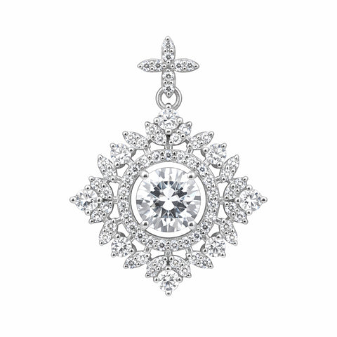 Certified 2.75 ct DEW White Moissanite Pendant In Vermeil 925 Silver Jewellery