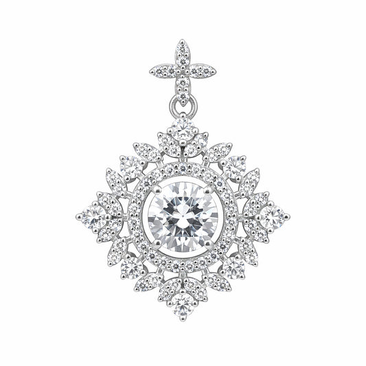 Certified 2.75 ct DEW White Moissanite Pendant In Vermeil 925 Silver Jewellery