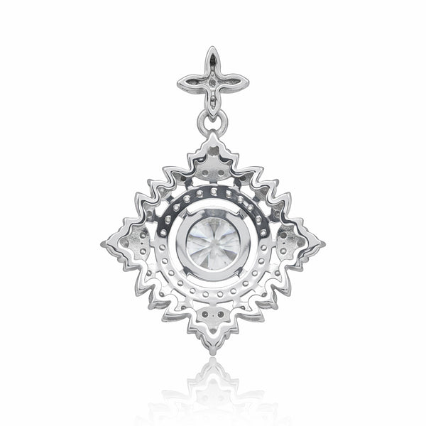 Certified 2.75 ct DEW White Moissanite Pendant In Vermeil 925 Silver Jewellery