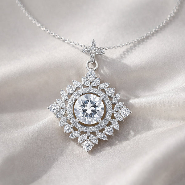 Certified 2.75 ct DEW White Moissanite Pendant In Vermeil 925 Silver Jewellery