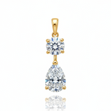 Beautiful 3 ct DEW Certified Round Cut White Moissanite Pendant in 18K Gold Plated Vermeil