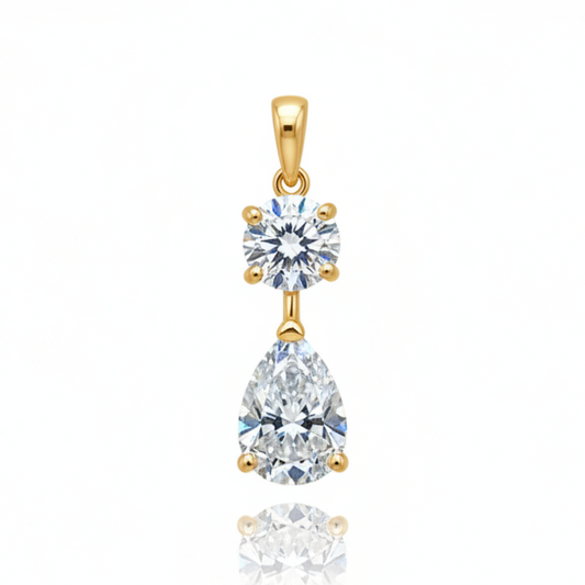 Beautiful 3 ct DEW Certified Round Cut White Moissanite Pendant In 18K Gold Plated Verm 18K Gold Plated