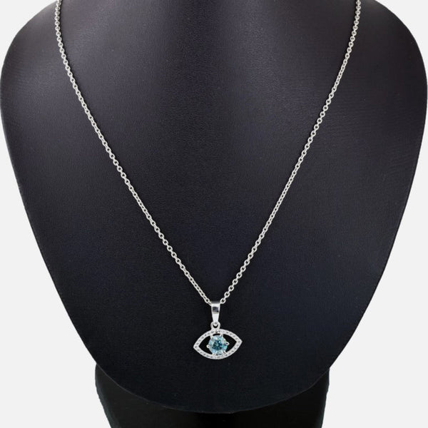 1.20 ct DEW Blue Moissanite Tear Drop Pendant In 18K Gold Vermeil