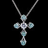 5.00 ct DEW Round Cut Blue & White Moissanite In Gold Vermeil Plus-Shape Necklace