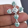 5.00 ct DEW Round Cut Blue & White Moissanite In Gold Vermeil Plus-Shape Necklace